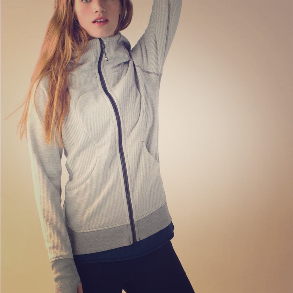 Lululemon gray pinstripe scuba hoodie